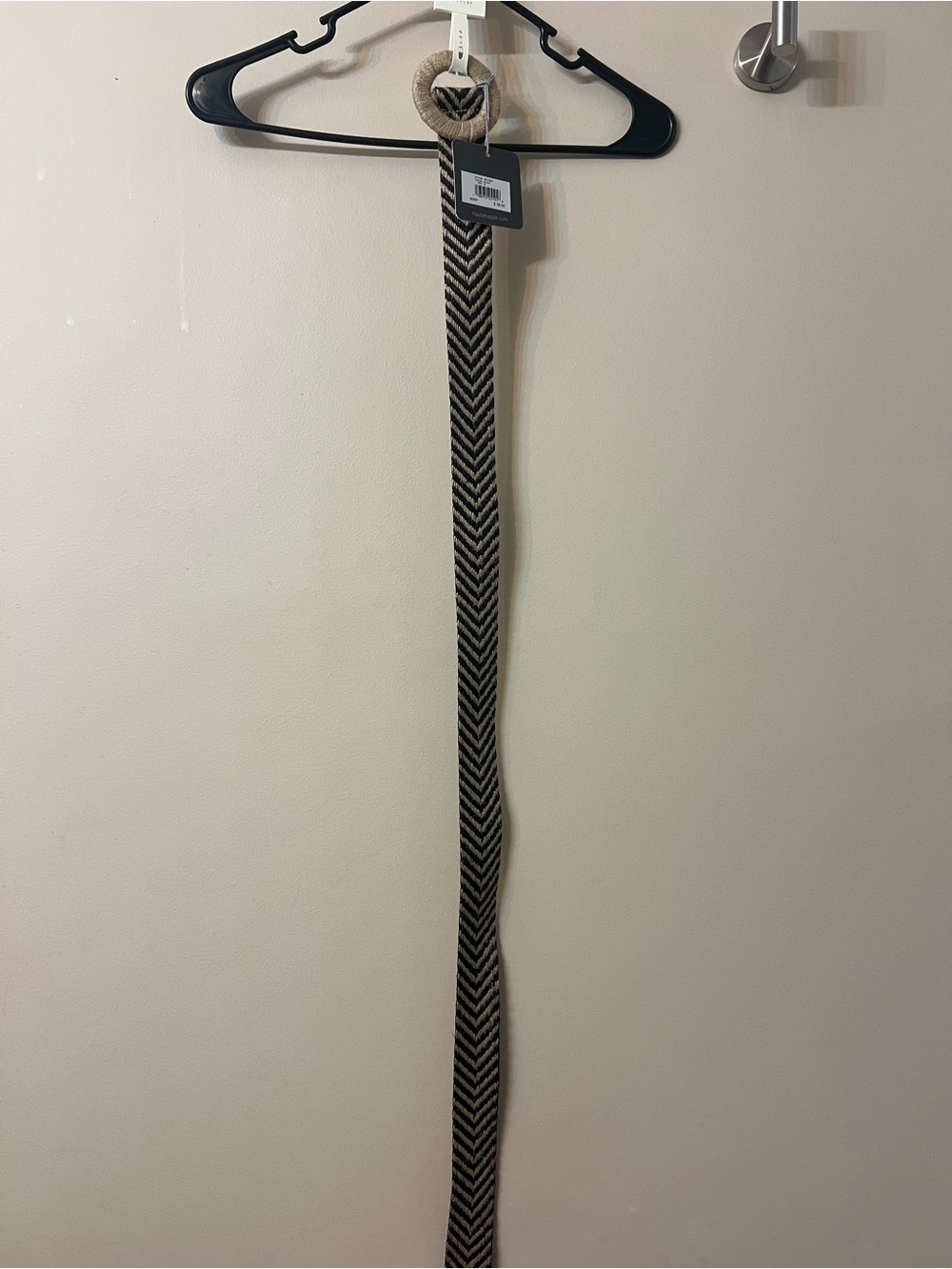 Haute Hippie Black and Tan Chevron Woven Belt with Round Buckle